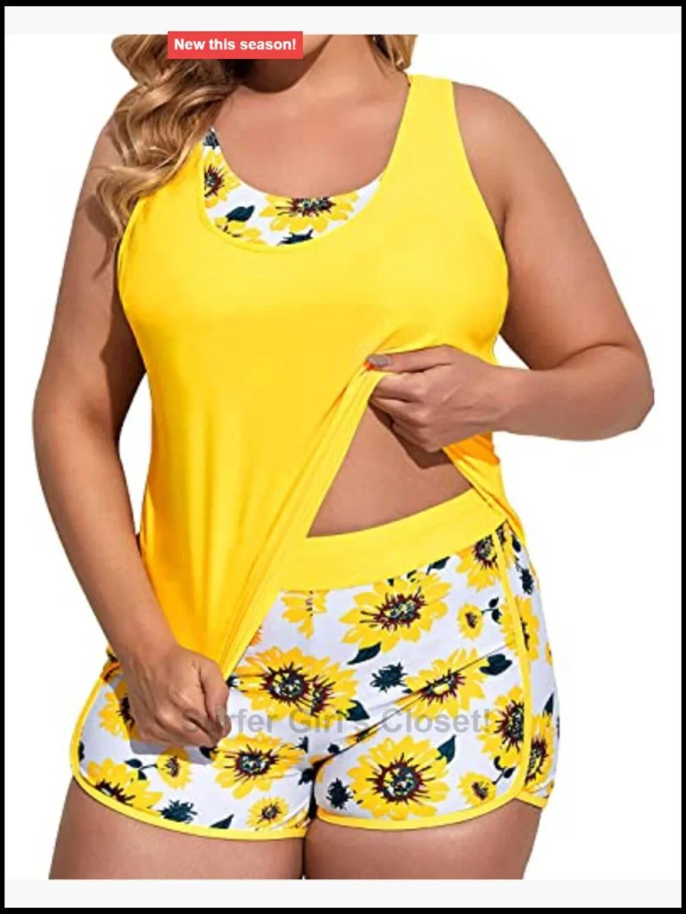 Plus Size 3 Piece Tankini Swimsuits Athletic Bathing Suits with Shorts